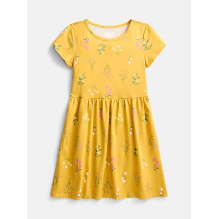 Wonder Nation Girl’s Play Dress with Short Sleeves, Sizes XS-XXL