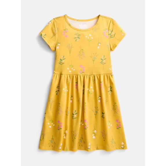 Wonder Nation Girl’s Play Dress with Short Sleeves, Sizes XS-XXL