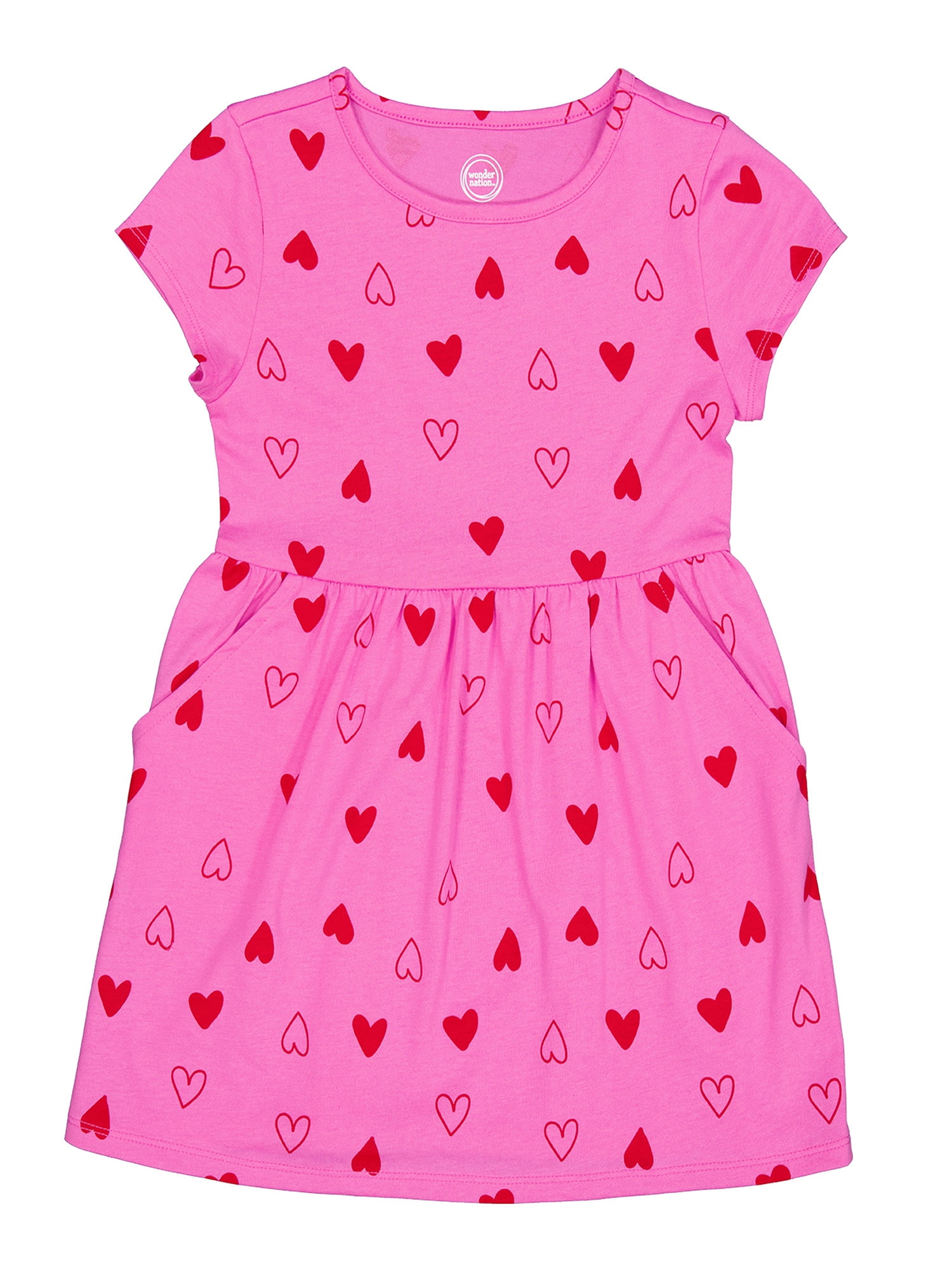 Wonder Nation Girls Short Sleeve Play Dress, Sizes 4-18 & Plus