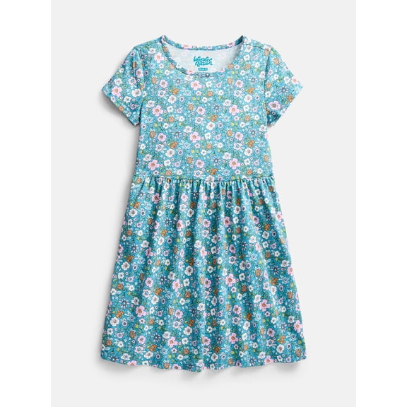 Wonder Nation Girl’s Play Dress with Short Sleeves, Sizes XS-XXL