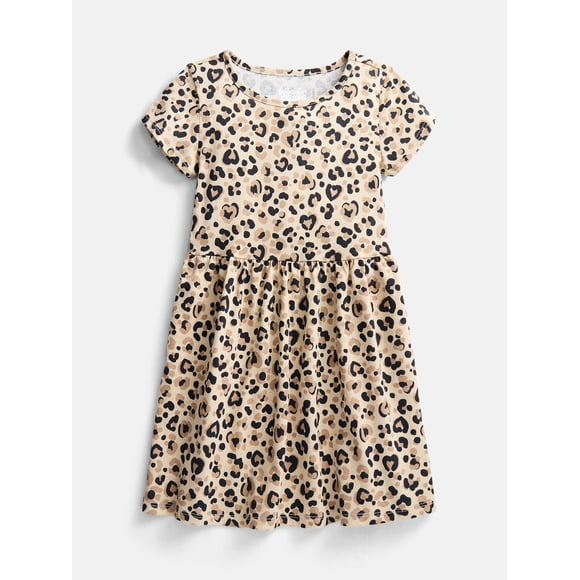 Wonder Nation Girl’s Play Dress with Short Sleeves, Sizes XS-XXL
