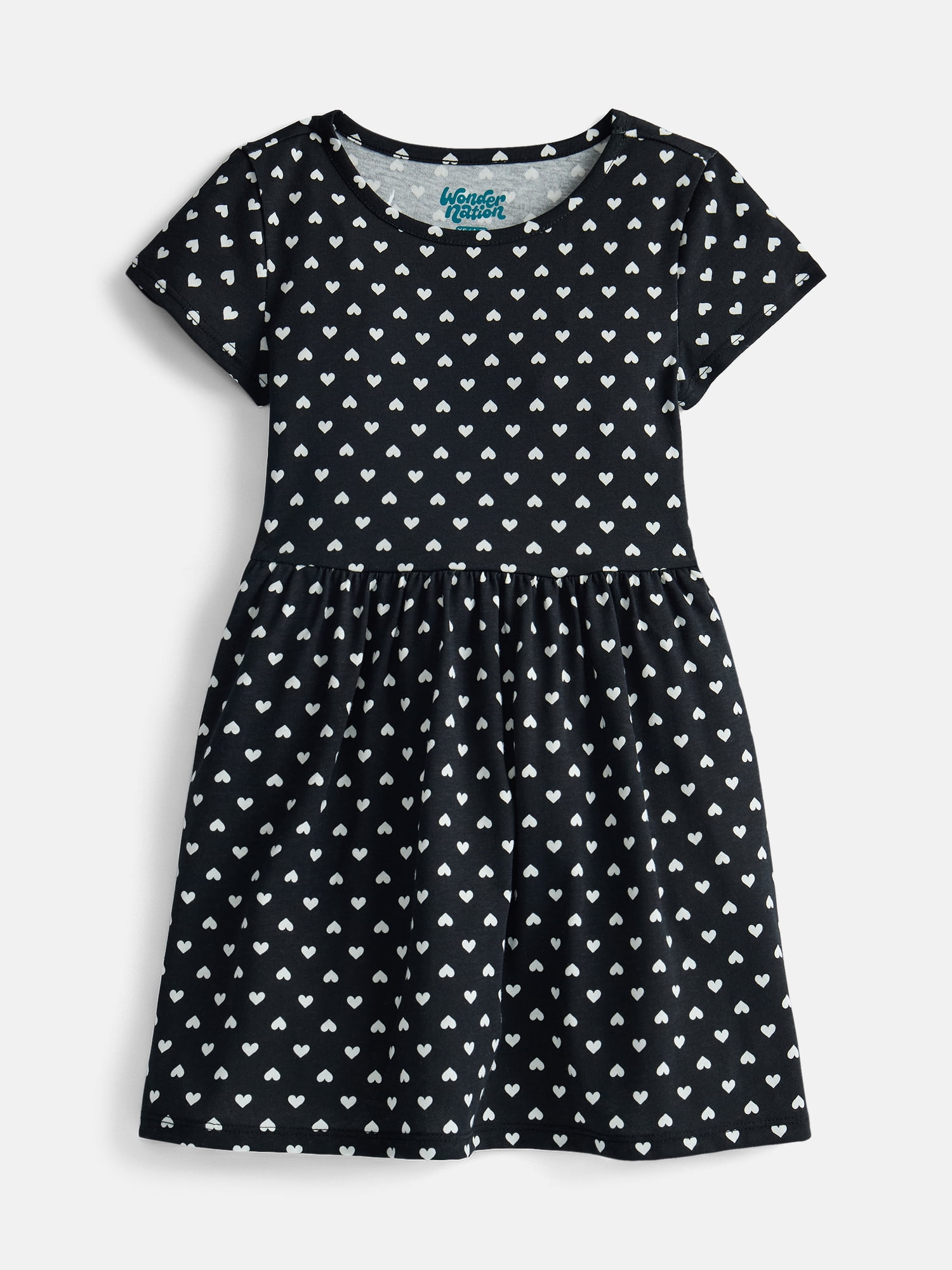 Wonder Nation Girl’s Play Dress with Short Sleeves, Sizes XS-XXL