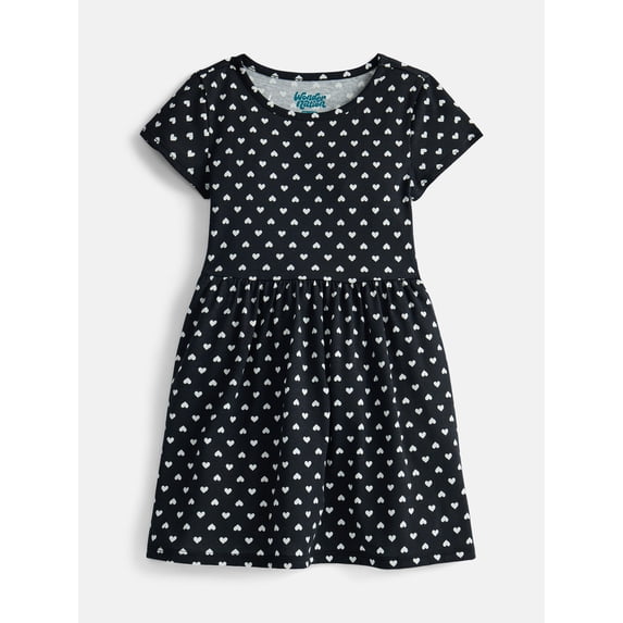 Wonder Nation Girl’s Play Dress with Short Sleeves, Sizes XS-XXL