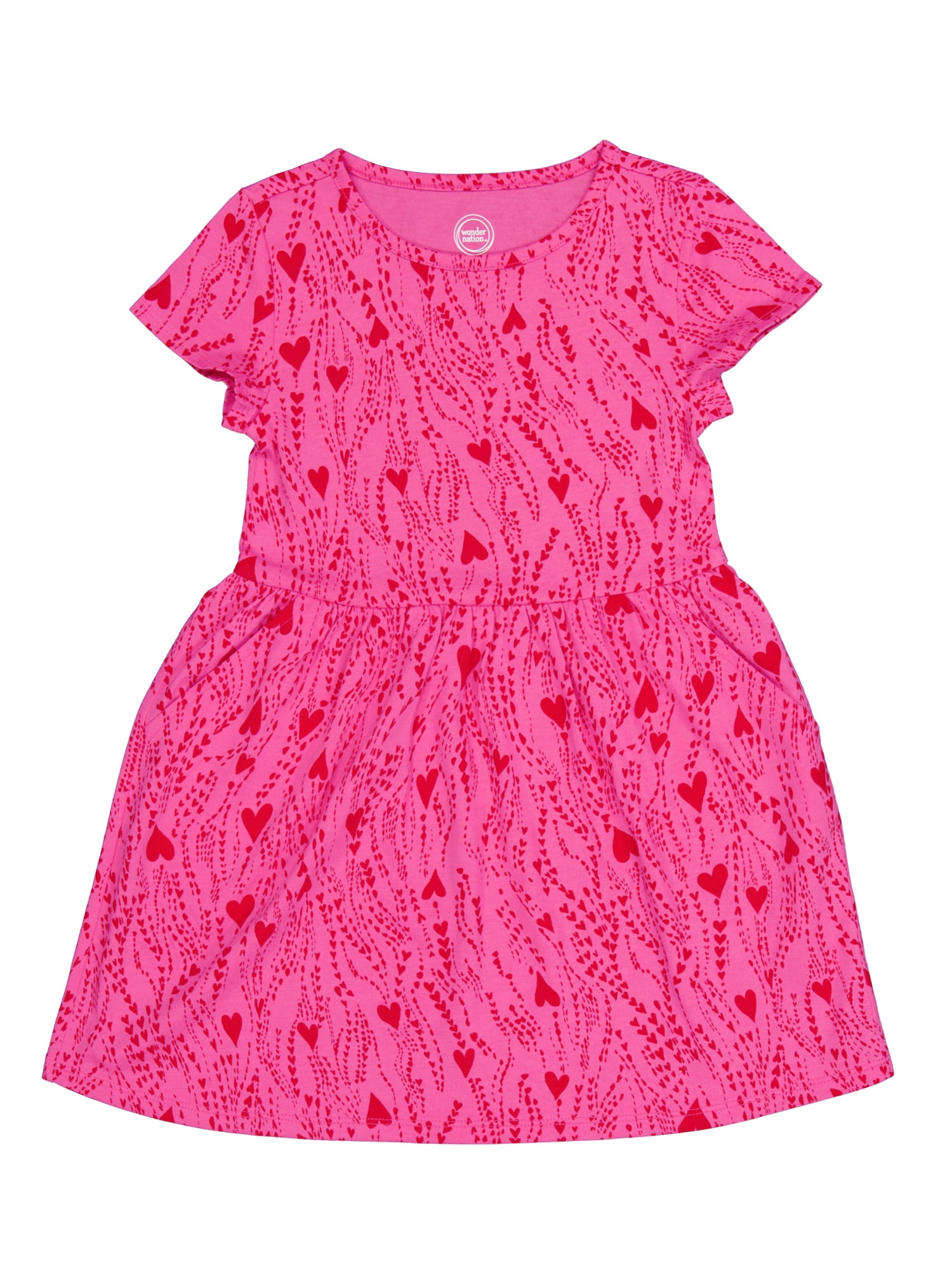 Wonder Nation Girl's Short Sleeve Play Dress, Sizes 4-18 & Plus