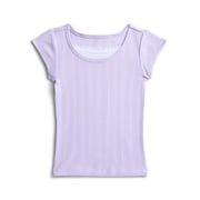 Girls Pointelle Lace Top with Short Sleeves, Sizes 4-18, Plus