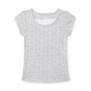 Girls Pointelle Lace Top with Short Sleeves, Sizes 4-18, Plus