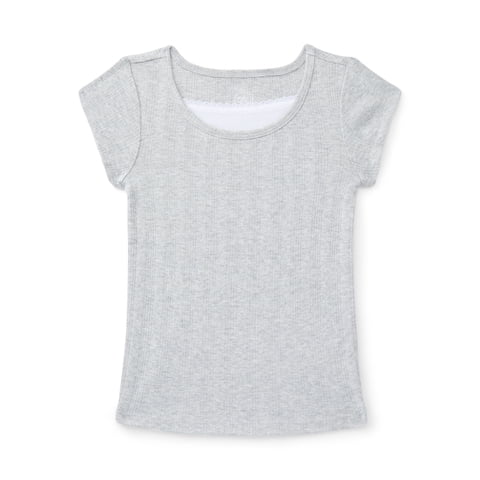 Girls Pointelle Lace Top with Short Sleeves, Sizes 4-18, Plus