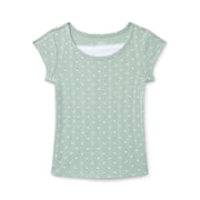 Girls Pointelle Lace Top with Short Sleeves, Sizes 4-18, Plus