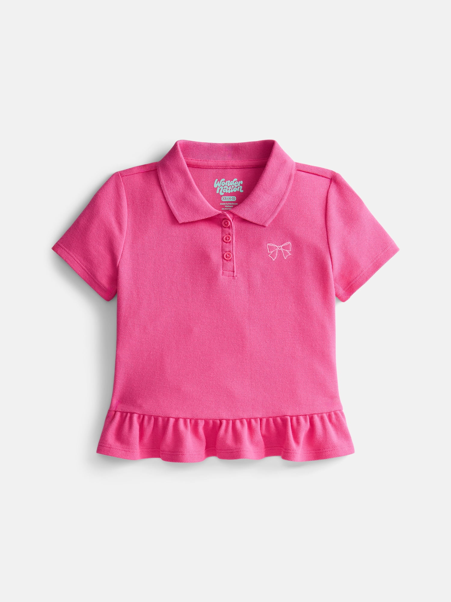 Girls Peplum Polo Shirt with Short Sleeves, Sizes 4-18 & Plus