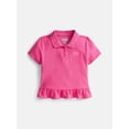 thumbnail image 1 of Wonder Nation Girls Peplum Polo Shirt with Short Sleeves, Sizes 4-18 & Plus, 1 of 3