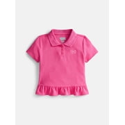Wonder Nation Girls Peplum Polo Shirt with Short Sleeves, Sizes 4-18 & Plus