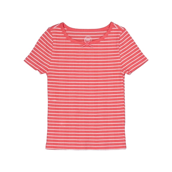 Wonder Nation Girls Short Sleeve Rib Tee, Sizes 4-18 & Plus