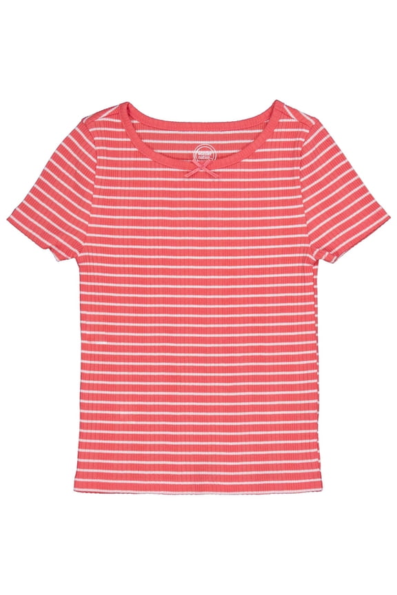 Girls Short Sleeve Rib Tee, Sizes 4-18 & Plus