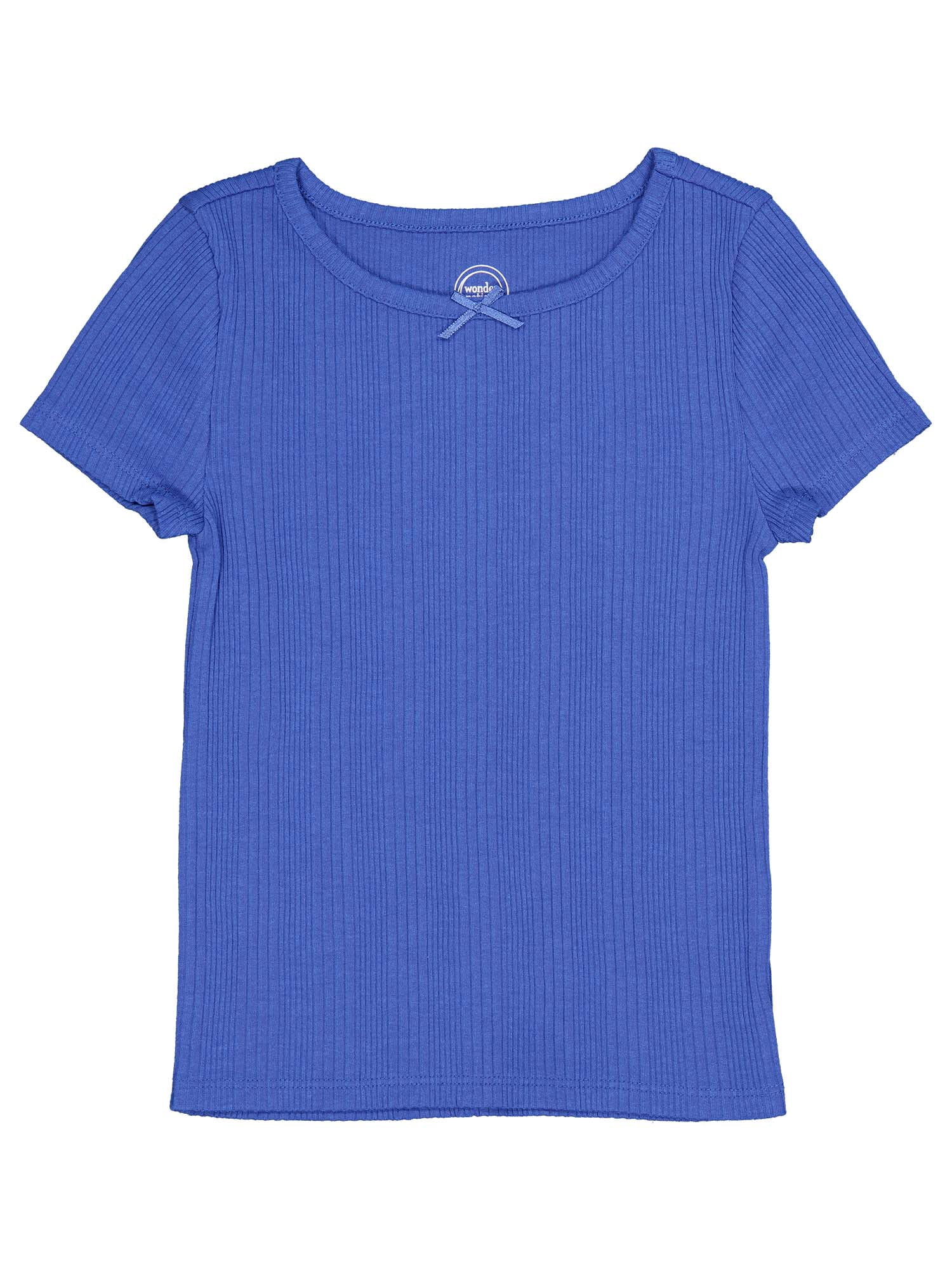 Wonder Nation Girls Short Sleeve Rib Tee, Sizes 4-18 & Plus