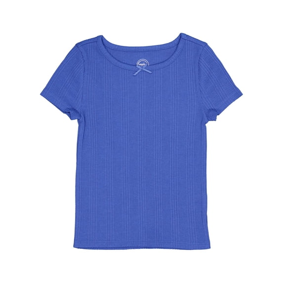 Wonder Nation Girls Short Sleeve Rib Tee, Sizes 4-18 & Plus