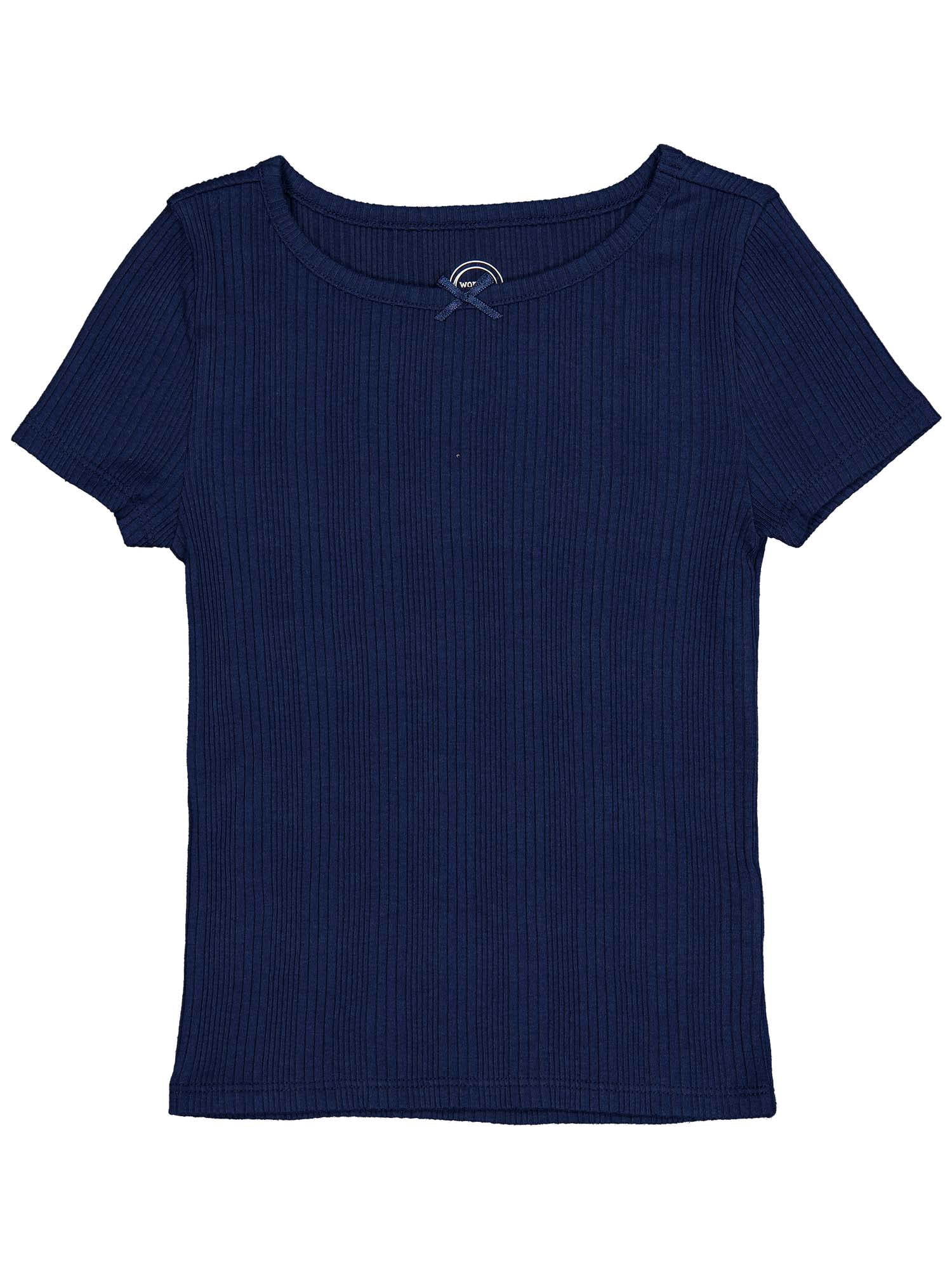Wonder Nation Girls Short Sleeve Rib Tee, Sizes 4-18 & Plus