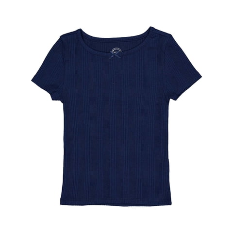 Girls Short Sleeve Rib Tee, Sizes 4-18 & Plus