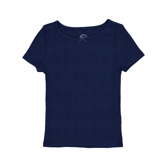 Wonder Nation Girls Short Sleeve Rib Tee, Sizes 4-18 & Plus