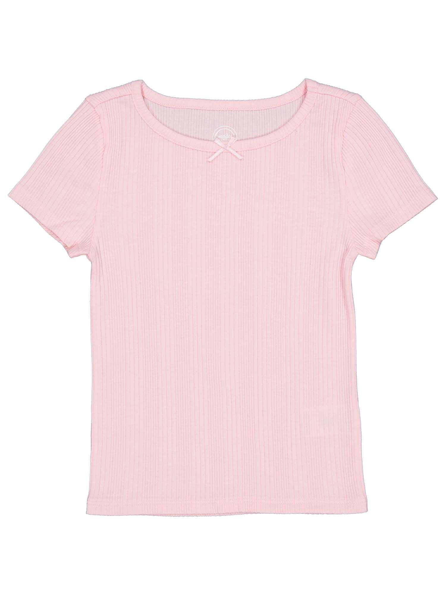 Wonder Nation Girls Short Sleeve Rib Tee, Sizes 4-18 & Plus