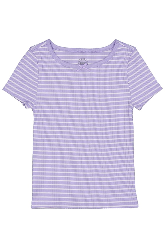 Girls Short Sleeve Rib Tee, Sizes 4-18 & Plus