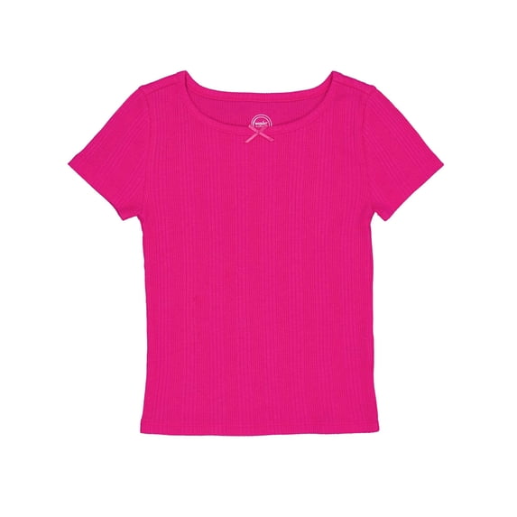 Wonder Nation Girls Short Sleeve Rib Tee, Sizes 4-18 & Plus