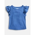thumbnail image 1 of Wonder Nation Girls' Ribbed Top with Short Ruffle Sleeves, Sizes 4-18 & Plus, 1 of 3