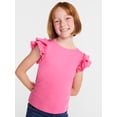 thumbnail image 1 of Wonder Nation Girls' Ribbed Top with Short Ruffle Sleeves, Sizes 4-18 & Plus, 1 of 8