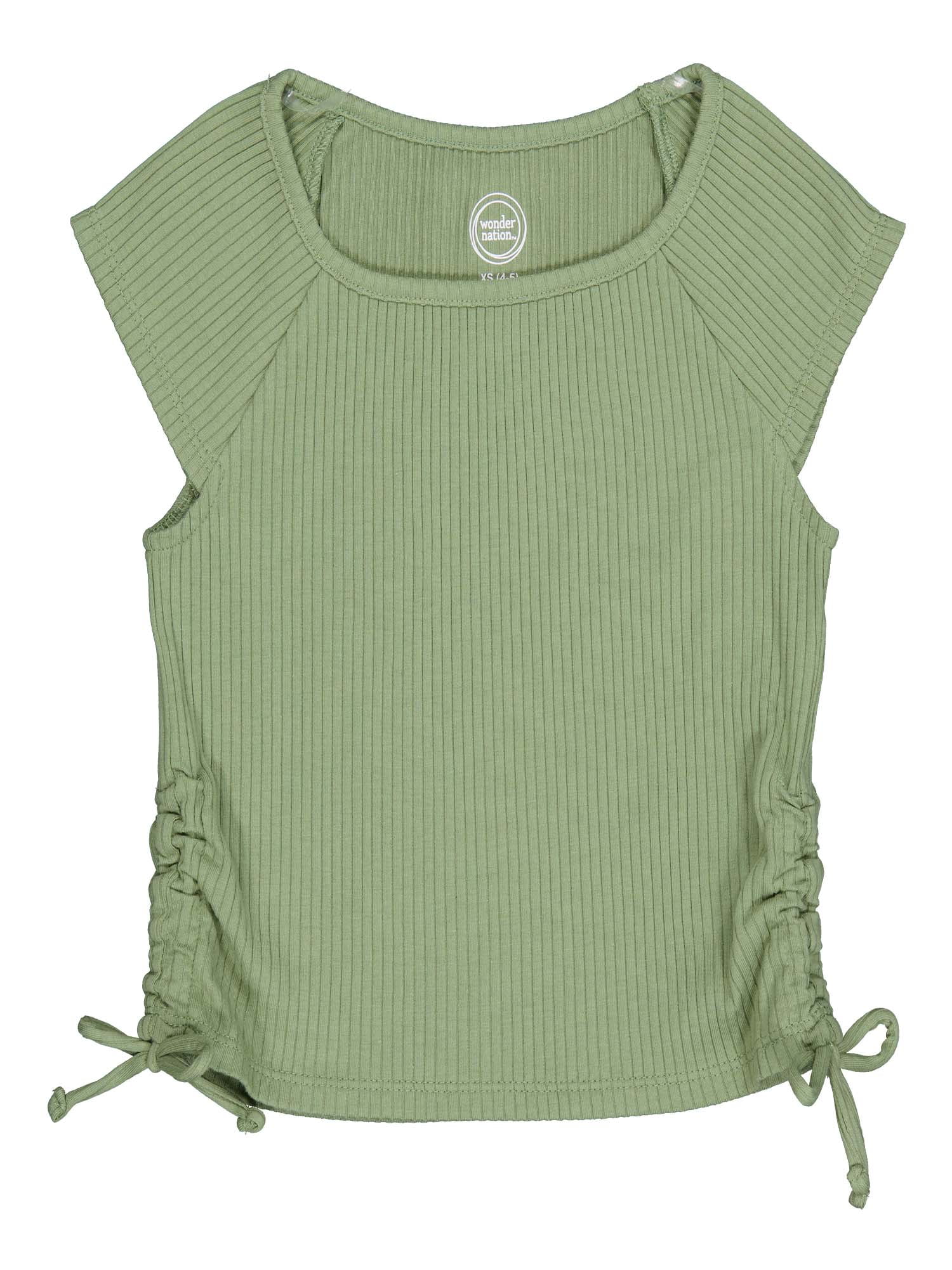 Wonder Nation Girls Short Sleeve Side Tie T-Shirt, Sizes 4-18 & Plus