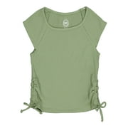 WONDER NATION Girls Short Sleeve Side Tie T-Shirt, Sizes 4-18 & Plus