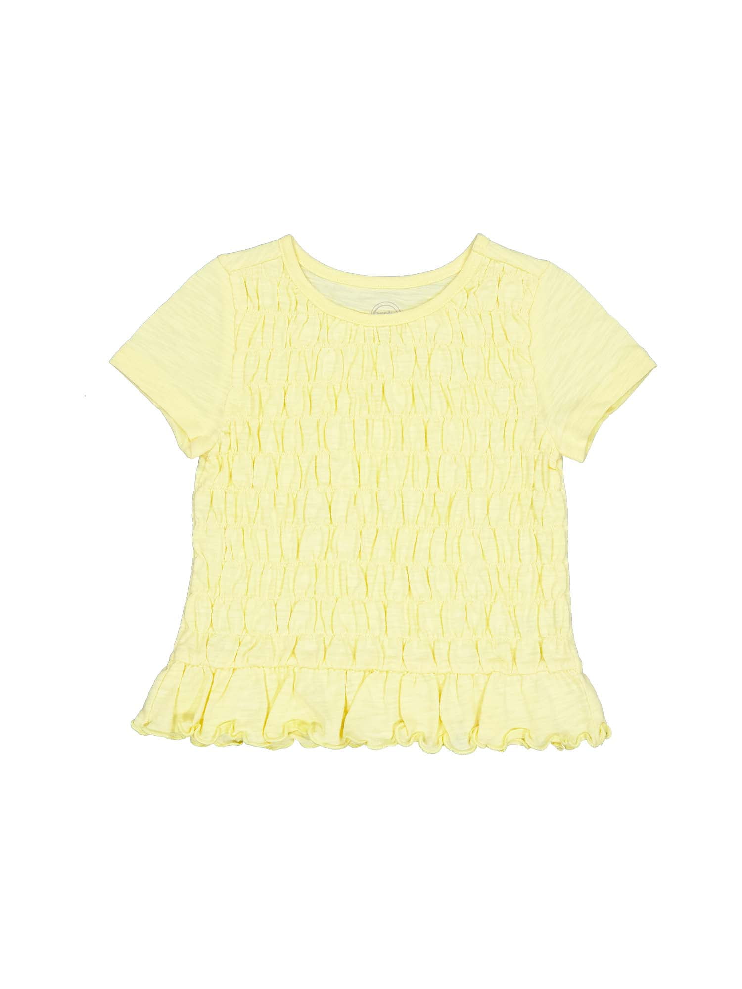 Wonder Nation Girls Short Sleeve Smocked Top, Sizes 4-18 & Plus