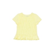 Wonder Nation Girls Short Sleeve Smocked Top, Sizes 4-18 & Plus