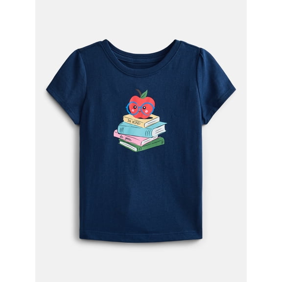Wonder Nation Toddler Girls Graphic Tee with Short Puff Sleeves, Sizes 18M-5T