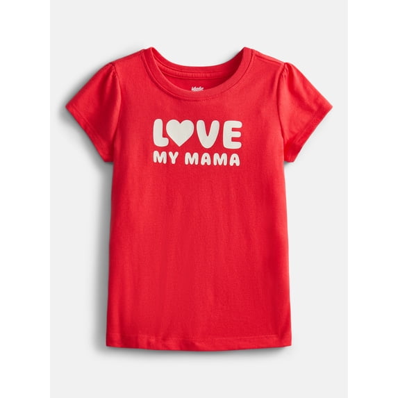 Wonder Nation Toddler Girls Graphic Tee with Short Puff Sleeves, Sizes 18M-5T