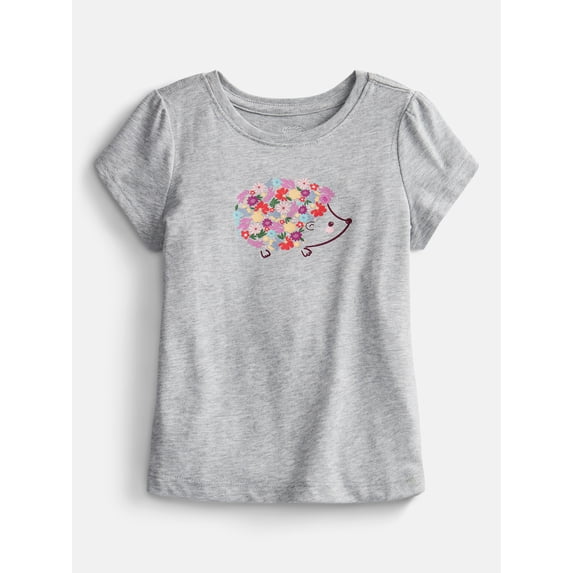 Wonder Nation Toddler Girls Graphic Tee with Short Puff Sleeves, Sizes 18M-5T