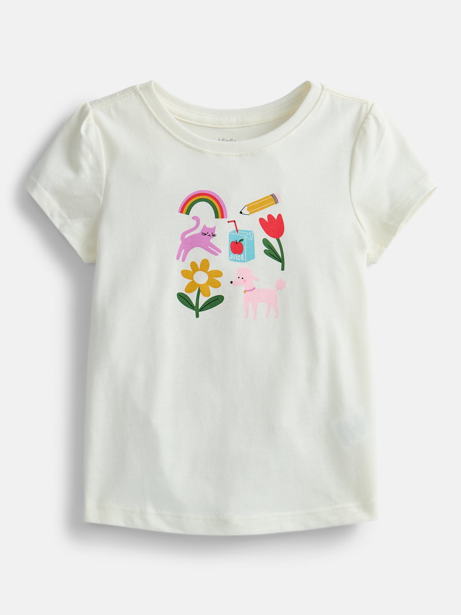 Wonder Nation Toddler Girls Graphic Tee with Short Puff Sleeves, Sizes 18M-5T