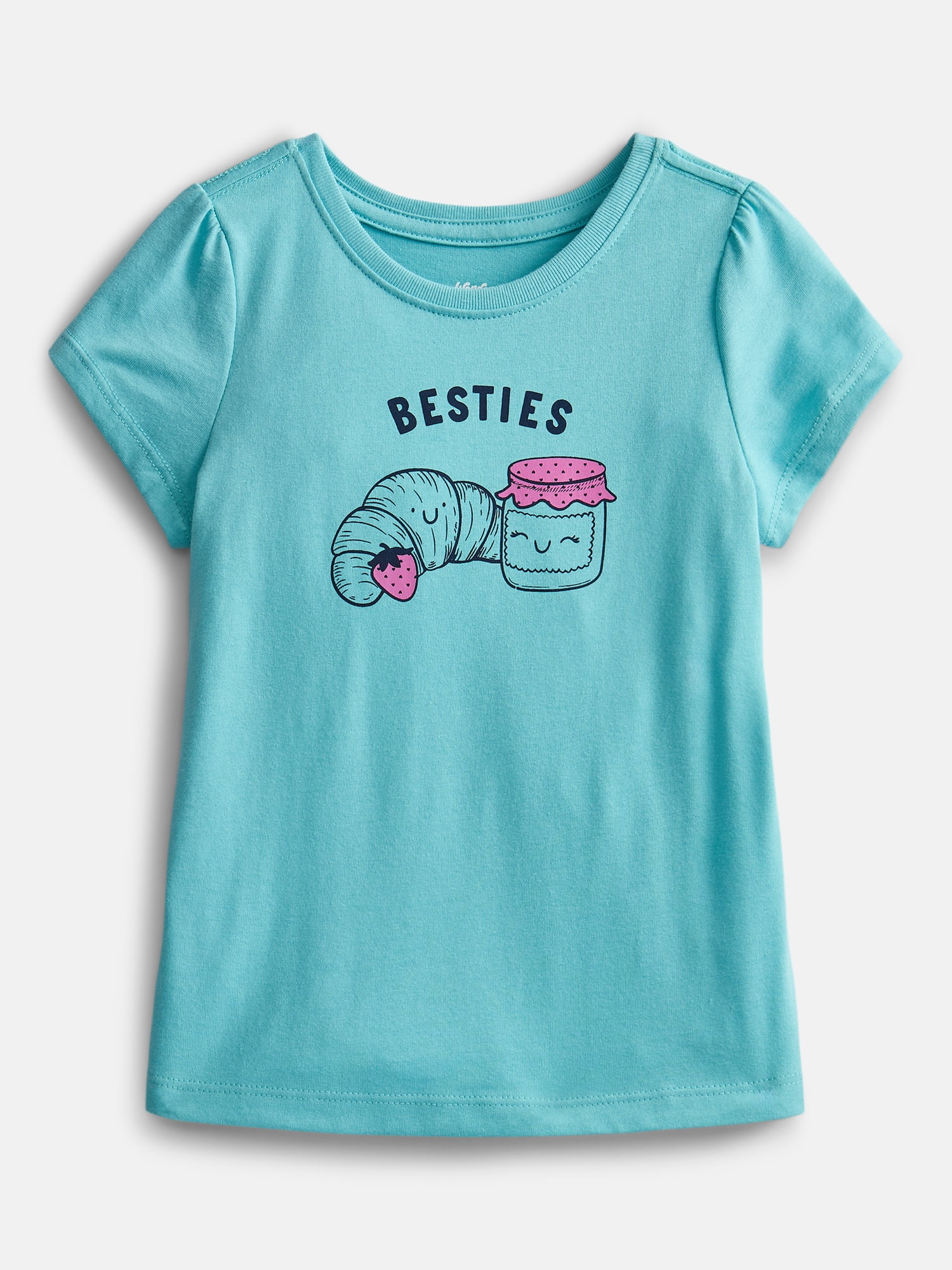 Wonder Nation Toddler Girls Graphic Tee with Short Puff Sleeves, Sizes 18M-5T