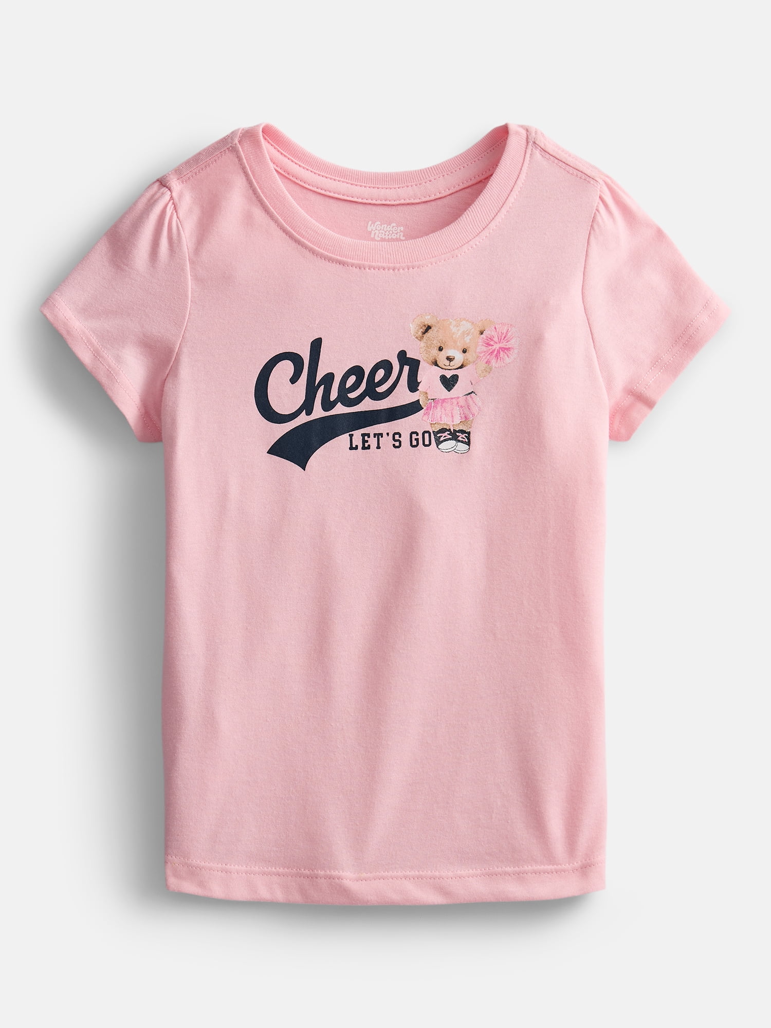 Wonder Nation Toddler Girls Graphic Tee with Short Puff Sleeves, Sizes 18M-5T