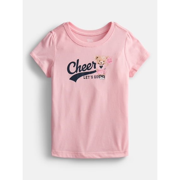 Wonder Nation Toddler Girls Graphic Tee with Short Puff Sleeves, Sizes 18M-5T