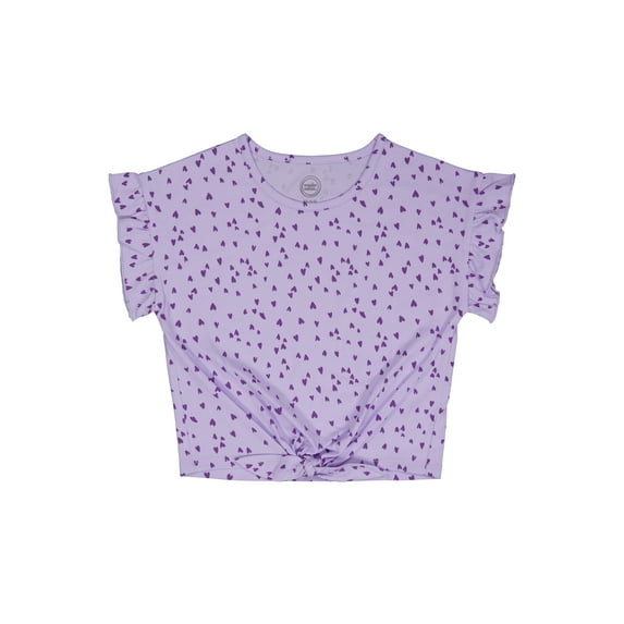 Wonder Nation Girls Short Sleeve Tie Front Tee, Sizes 4-18 & Plus