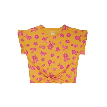 Wonder Nation Girls Short Sleeve Tie Front Tee, Sizes 4-18 & Plus