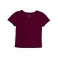 thumbnail image 1 of Wonder Nation Girls Short Sleeve Waffle Henley Knit Top, Sizes 4-18, 1 of 4