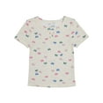 thumbnail image 1 of Wonder Nation Girls Short Sleeve Waffle Henley Knit Top, Sizes 4-18, 1 of 4