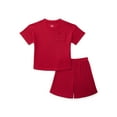 thumbnail image 1 of Wonder Nation Boys Waffle Knit Short Sleeve Top and Shorts Pajama Set, 2-Piece, Sizes 4-18, 1 of 3