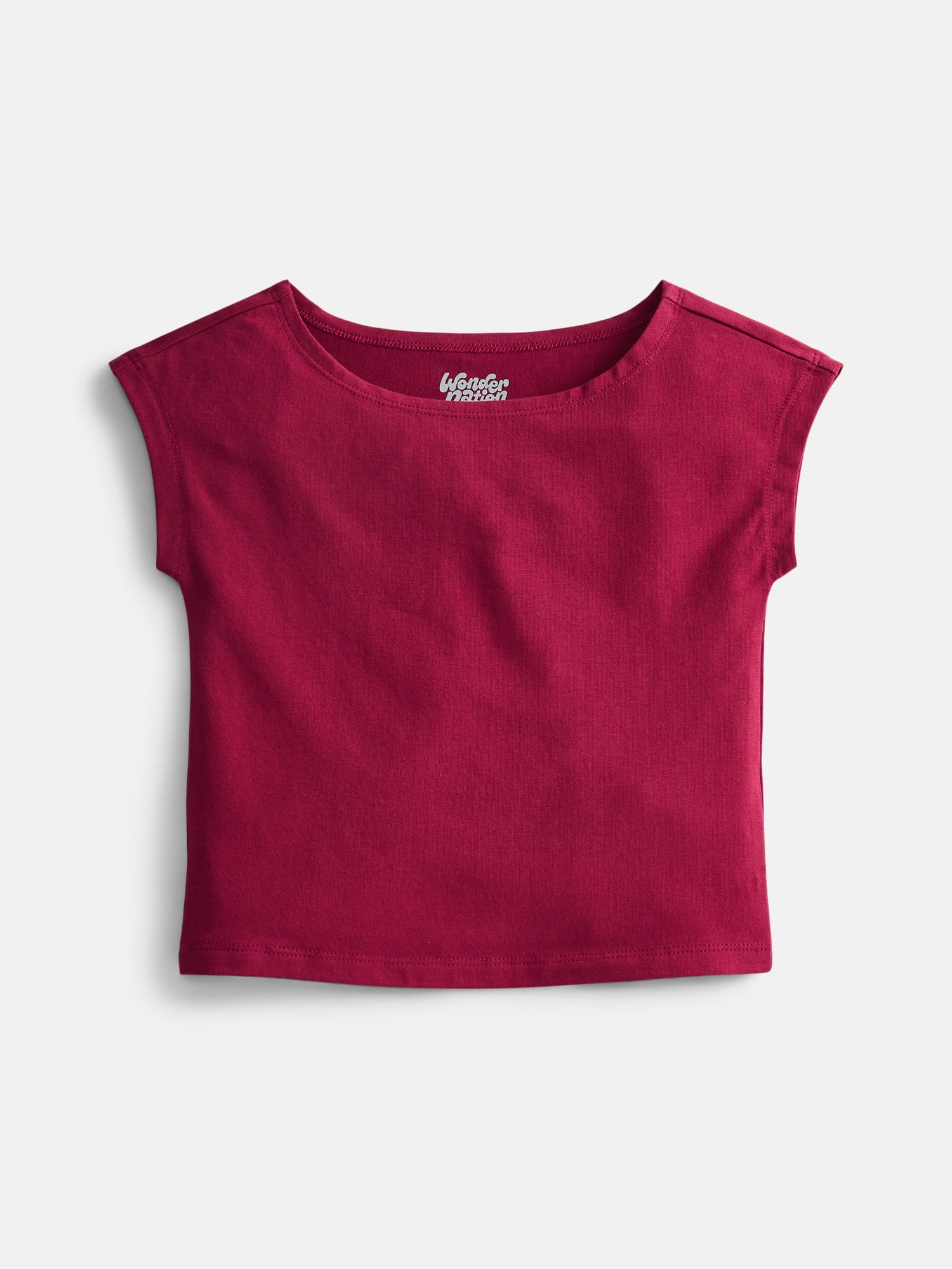Wonder Nation Girls Boat Neck Top with Short Sleeves, Sizes 4-18 & Plus