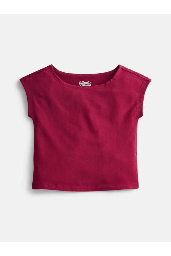 Girls Boat Neck Top with Short Sleeves, Sizes 4-18 & Plus