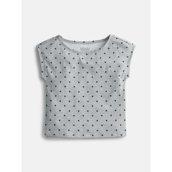 Wonder Nation Girls Boat Neck Top with Short Sleeves, Sizes 4-18 & Plus