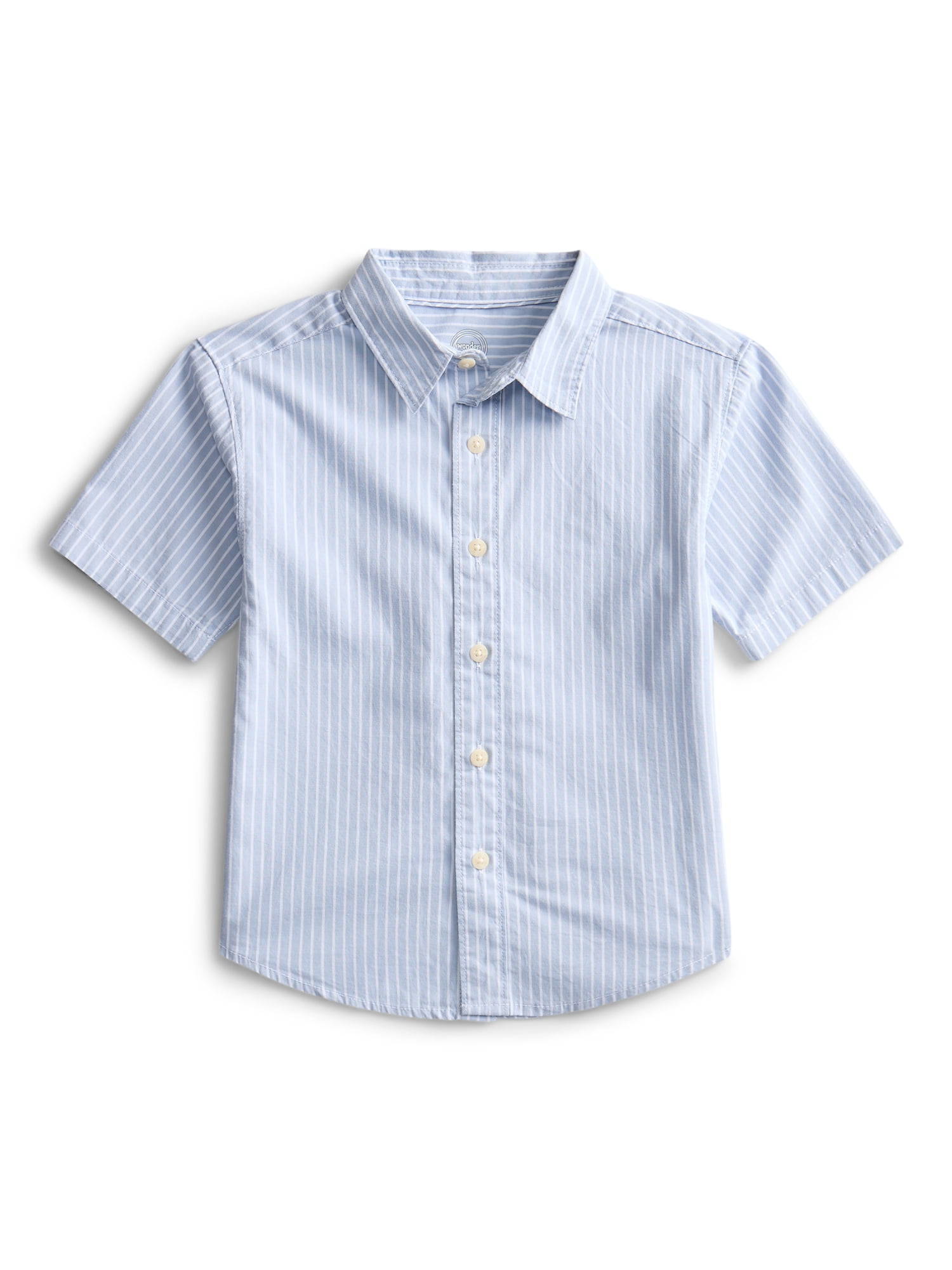 Wonder Nation Boys Cotton Woven Button-Down Shirt with Short Sleeves, Sizes 4-18