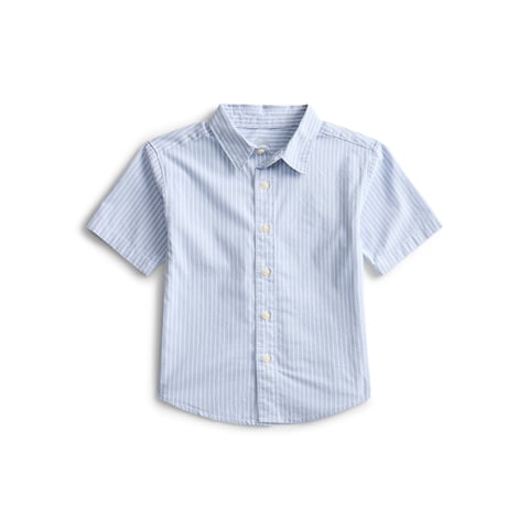 Boys Cotton Woven Button-Down Shirt with Short Sleeves, Sizes 4-18