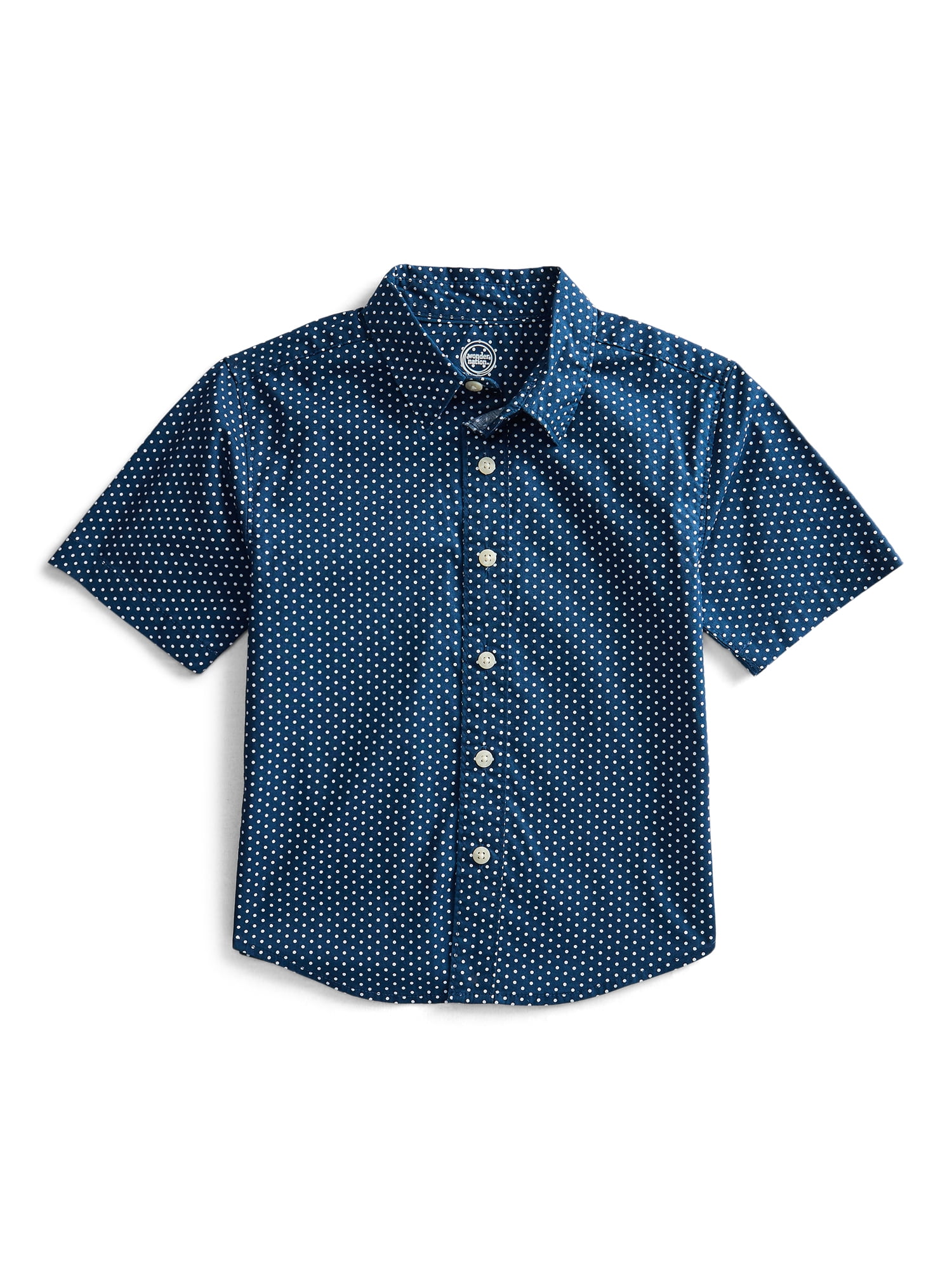 Wonder Nation Boys Cotton Woven Button-Down Shirt with Short Sleeves, Sizes 4-18