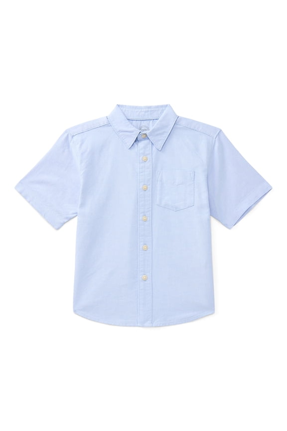 Boys Cotton Button Down Shirt with Short Sleeves, Sizes 4/5-18 & Husky